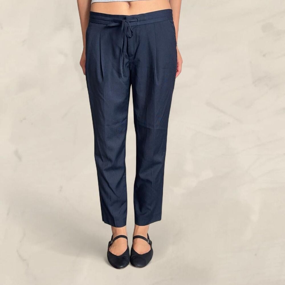 banana republic drawstring navy trousers straight leg size 0